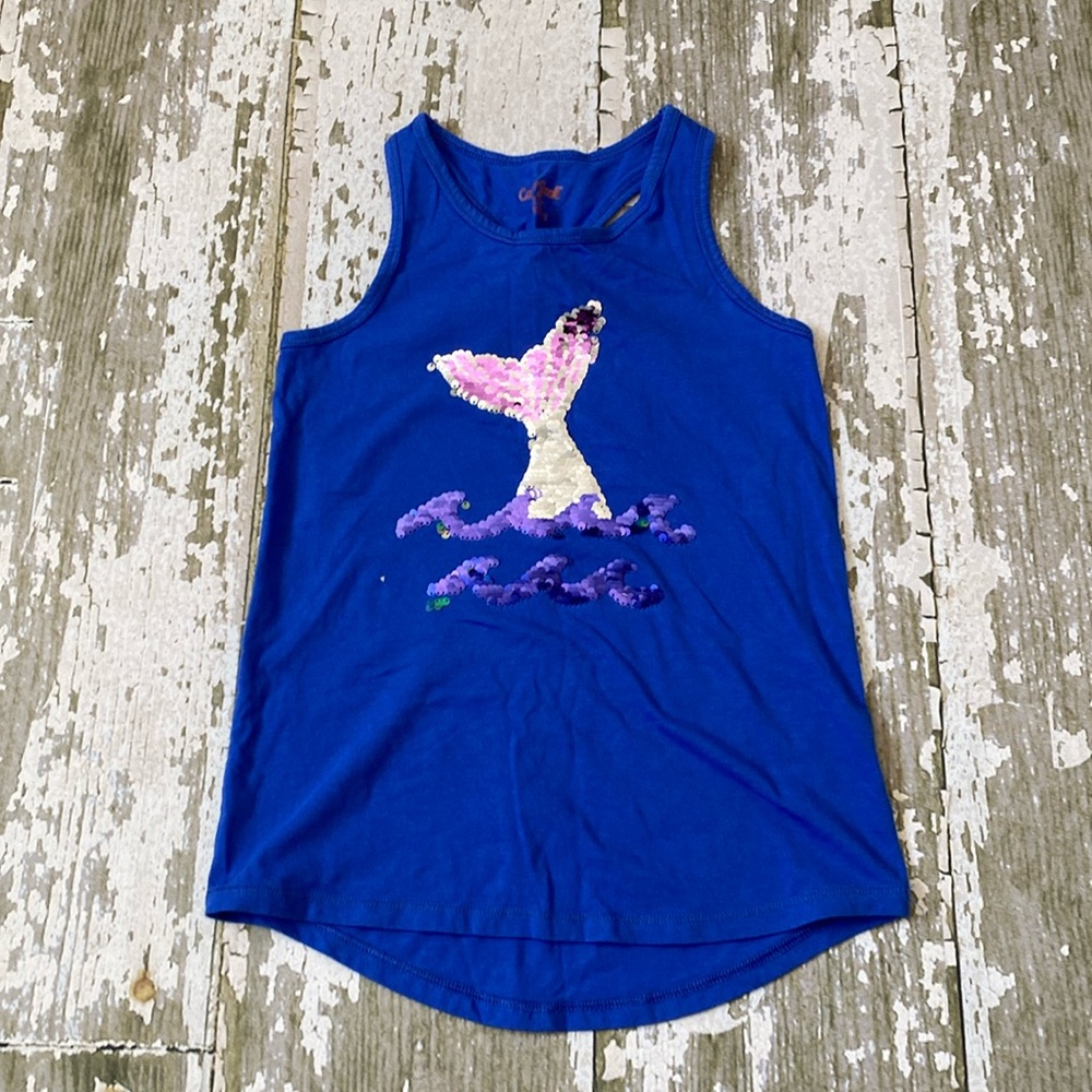 A blue tank top